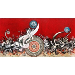 Bin Qalander, 24 x 48 Inch, Oil on Canvas ,Calligraphy Painting, AC-BIQ-007